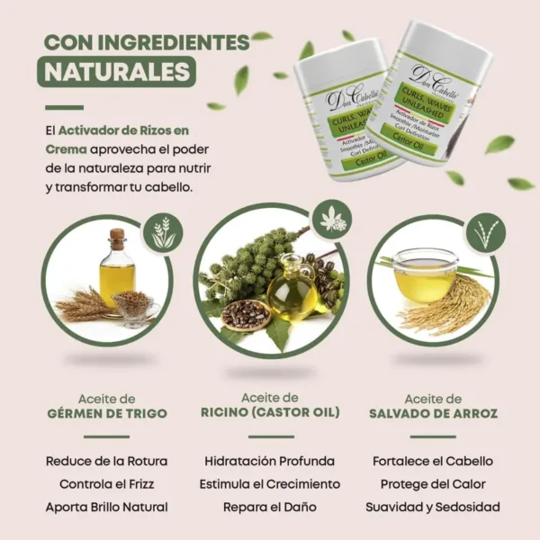 Don Cabello Activador de Rizos con Aceite de Ricino – Crema Sin Aclarado para Rizos Definidos (500 ml) - Image 6