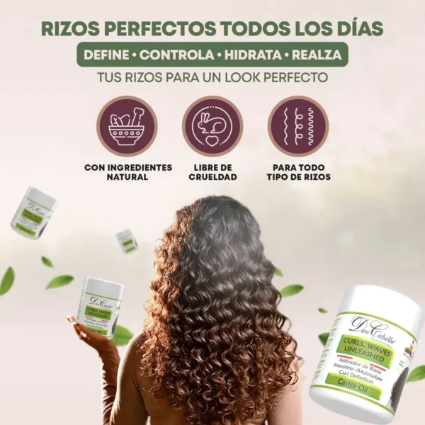 Don Cabello Activador de Rizos con Aceite de Ricino – Crema Sin Aclarado para Rizos Definidos (500 ml) - Image 3